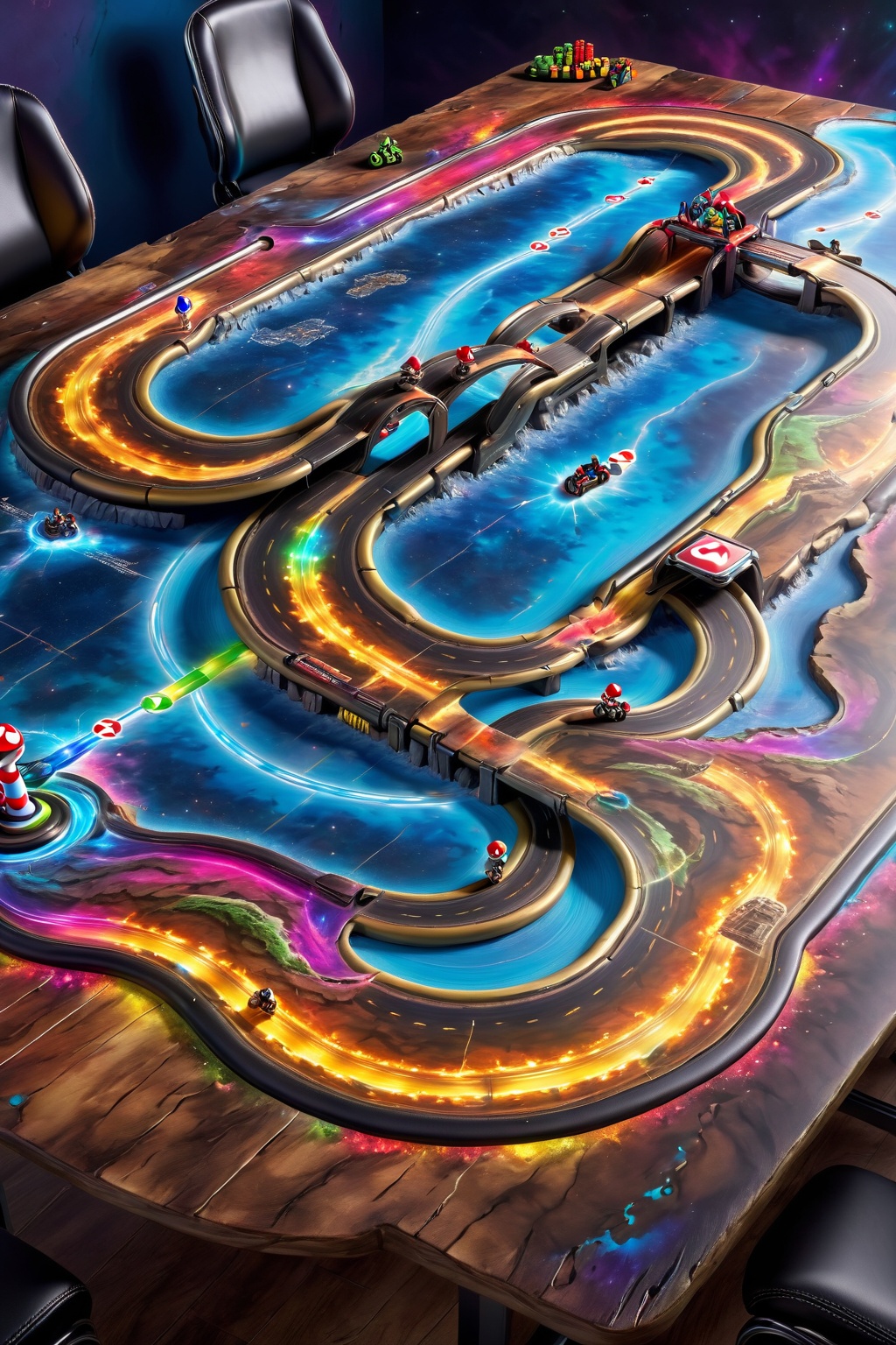 ( map,  Mario Kart track),  magical multicolored ink on Tensor.Art