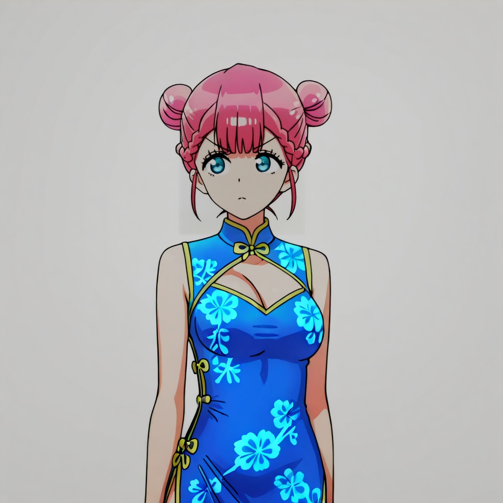 KirisuChineseOutfit,  pink hair,  hair bun on Tensor.Art