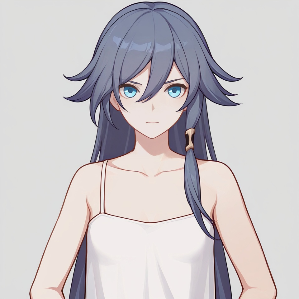 masterpiece, best quality,grey background,looking at viewer,SOLO,simple background,       fu hua,honkai_cg_style,long hair,bangs,hair between eyes<lora:fuhua-ill2pro-e3:0.8>