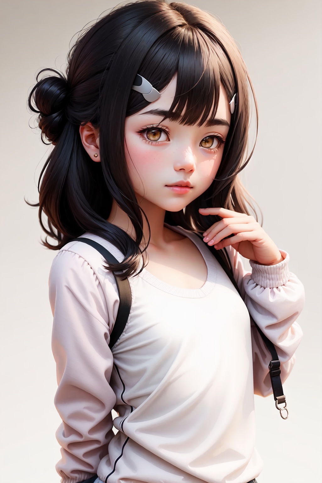 miyu_edelfelt,1girl,blush,hairclip,solo,small_breasts,looking_at_viewer<lora:miyu_edelfelt:1>,simple background,white backgroundmasterpiece,best quality, highly detailed, 