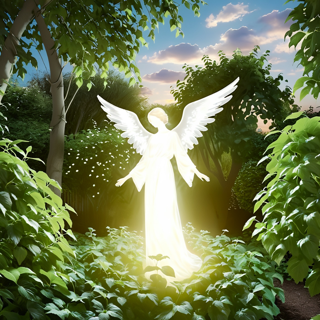 lghtshft_lora,  glowing,  an angel with wings floating on the sky on Tensor.Art