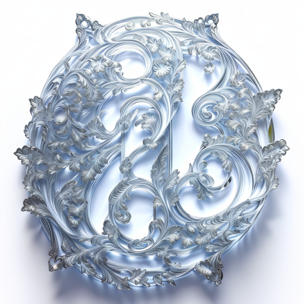 hjyglasstext3,blue,grave,pure glass,(rococo style),winding vines,leaves,romantic,luxurious,symmetrical,delicate,intricate,scrolling,curvaceous,elegant,engravings,(white background:1.5),simple background,(engravings),<lora:hjyglasstext3--000012:0.9>,