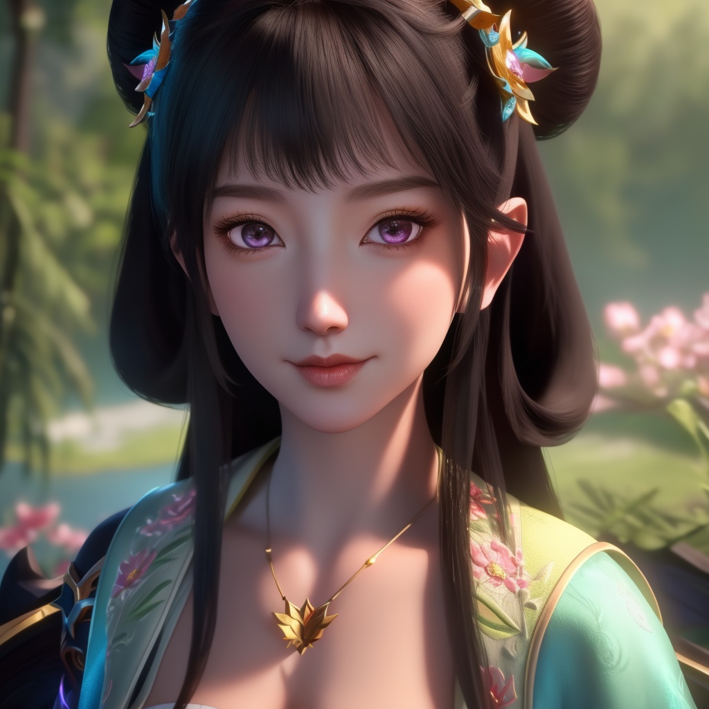 <lora:765-DA-金吾卫-刘小芷:0.8>, (,1girl, ,best quality, ),looking at viewer,  ,ultra detailed background,ultra detailed background,ultra realistic 8k cg,, ,masterpiece, (( , )),, , , spirit blossom \(league of legends\),   ,   (cleavage),,  (), ,,