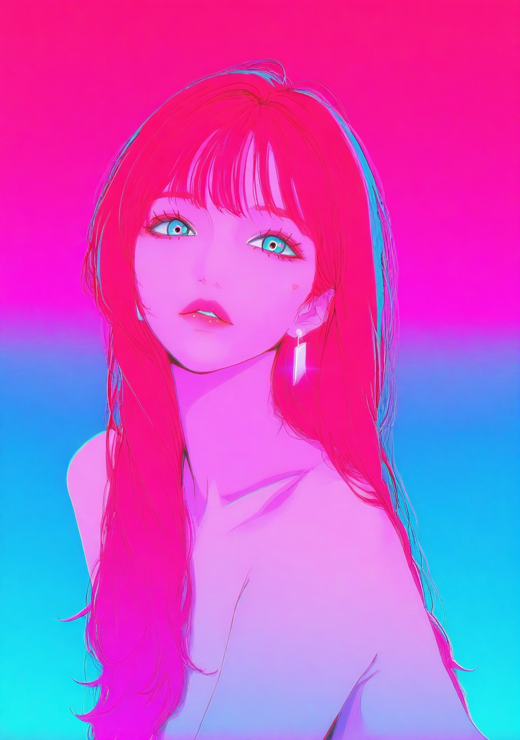vaporwave,  gradient background,  lipstick on Tensor.Art