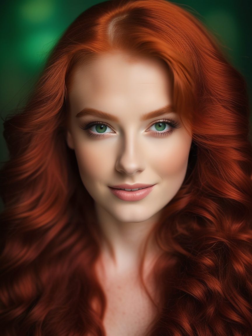 professional photograph occsan This girl is a total bombshell,  with fiery red hair that falls in waves down past her shou...