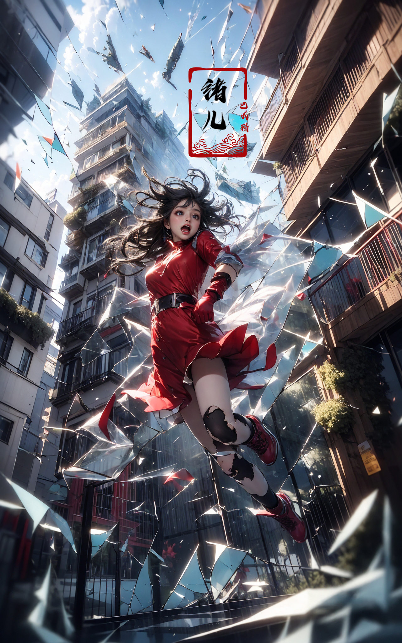 jumping,  midair,  1girl on Tensor.Art