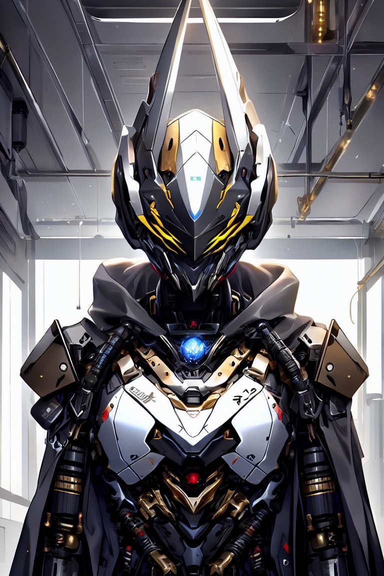 mecha,glowing_eye,cyberpunk,<简〉科学幻想science fiction,white metal,, masterpiece, best quality,