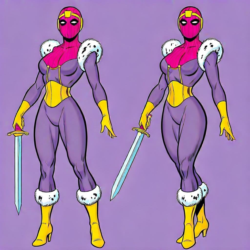 b4ron z3mon,  holding bastard sword,  purple bodysuit on Tensor.Art
