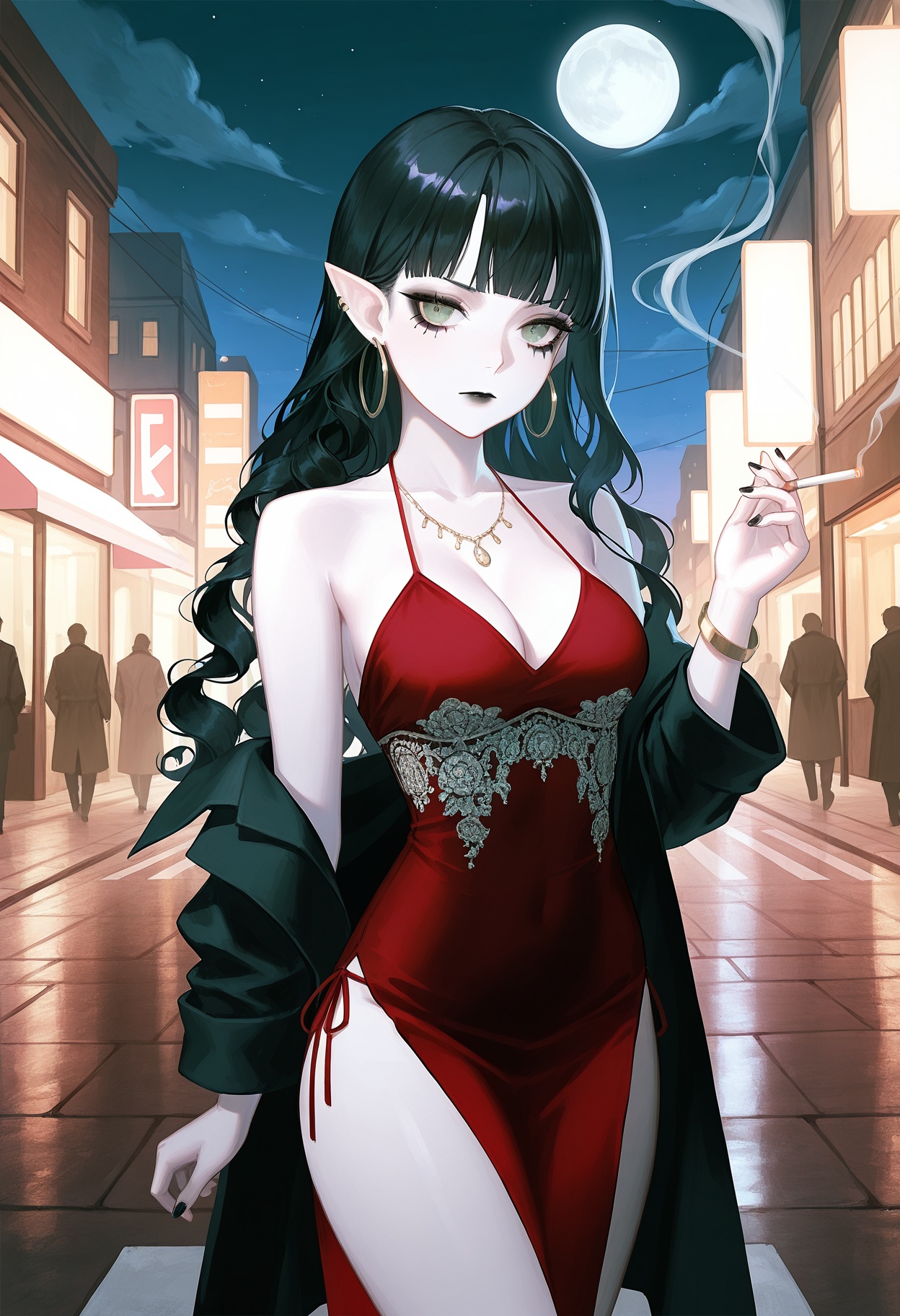 1girl,  white pale skin,  green eyes on Tensor.Art