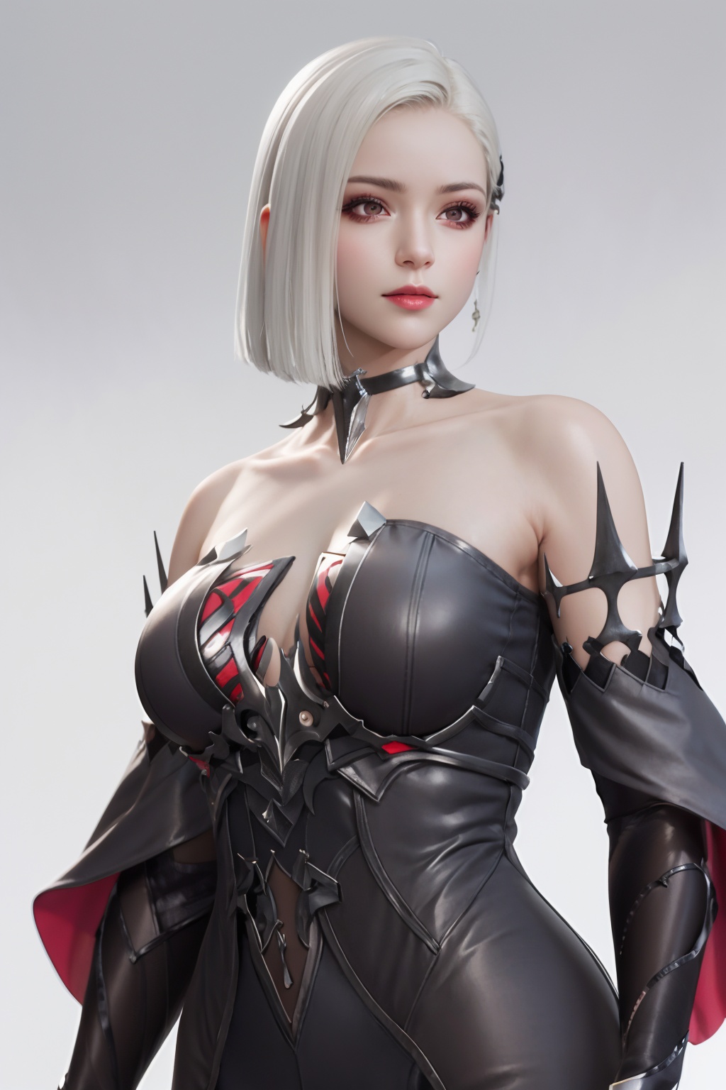 (masterpiece, best quality:1.3),ultra highres,8k,(realistic, photorealistic:1.4),best quality,masterpiece,1girl,detached sleeves,facial mark,makeup,navel,simple background,bashful,solo,<lora:逆战薇拉:0.7>,