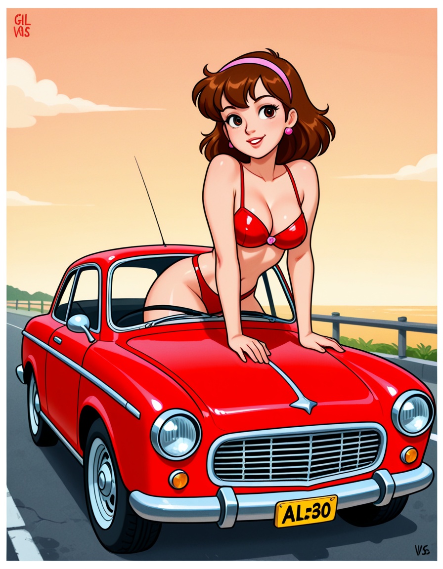 ehpin,  girl driving a car on Tensor.Art
