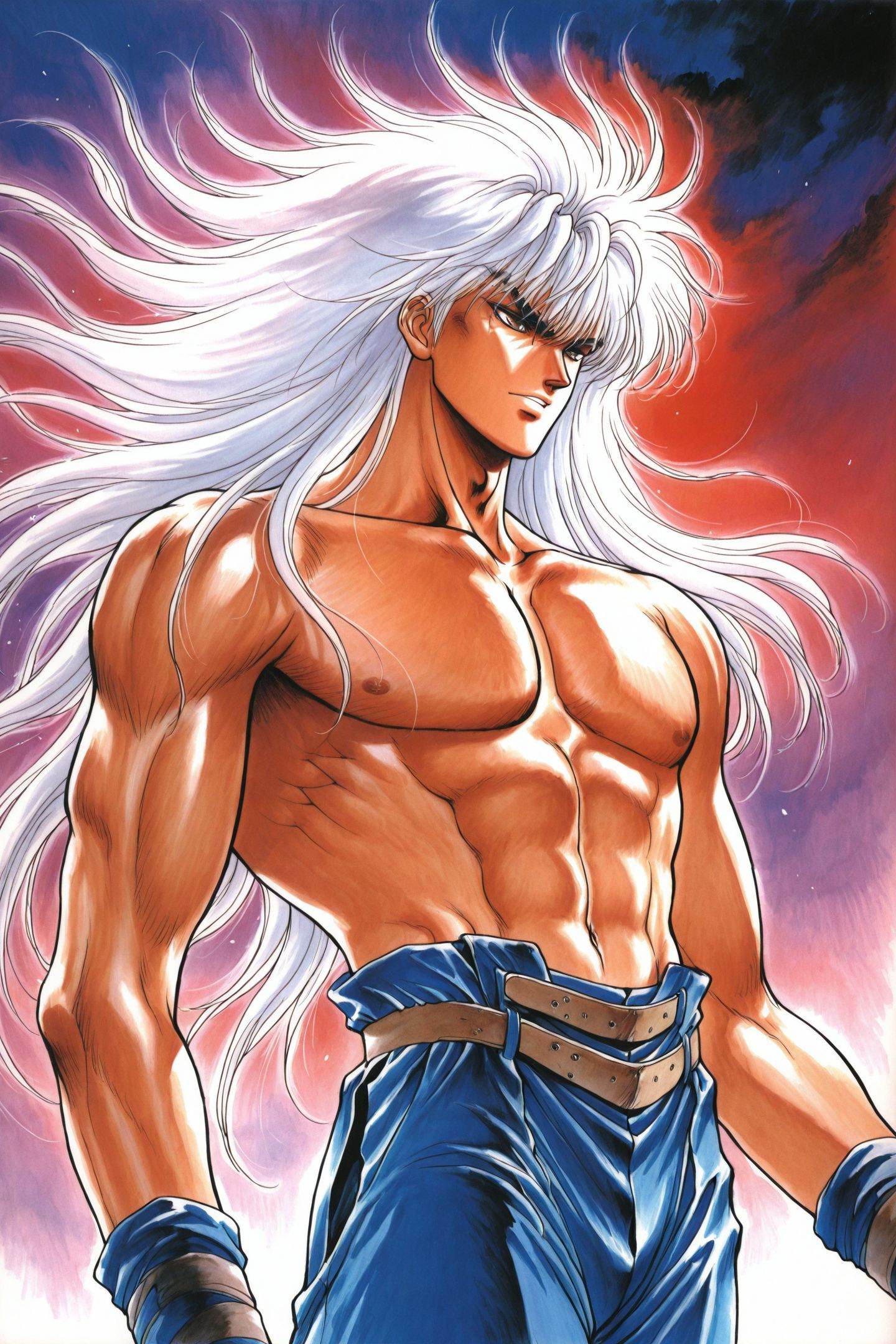 Kazushi Hagiwara Style,  Dark Schneider,  1boy on Tensor.Art