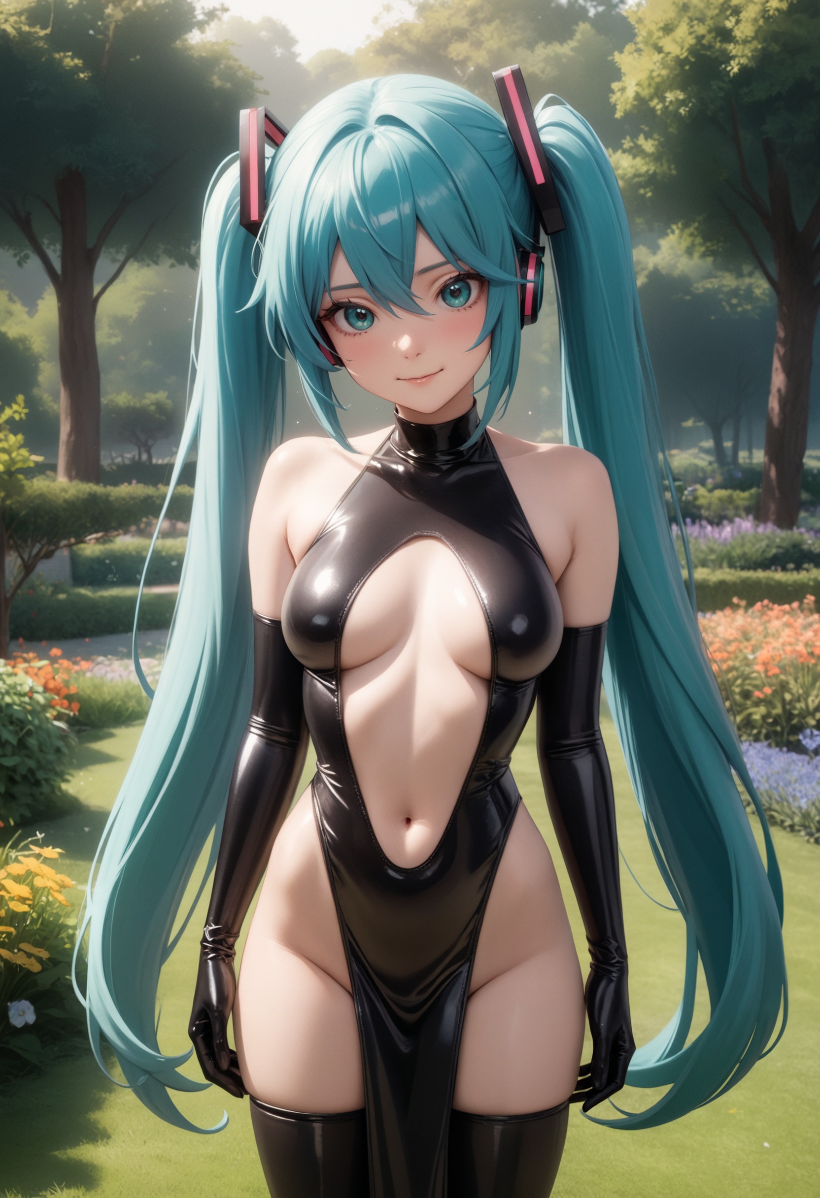1girl,  hatsune miku,  black latex princess on Tensor.Art