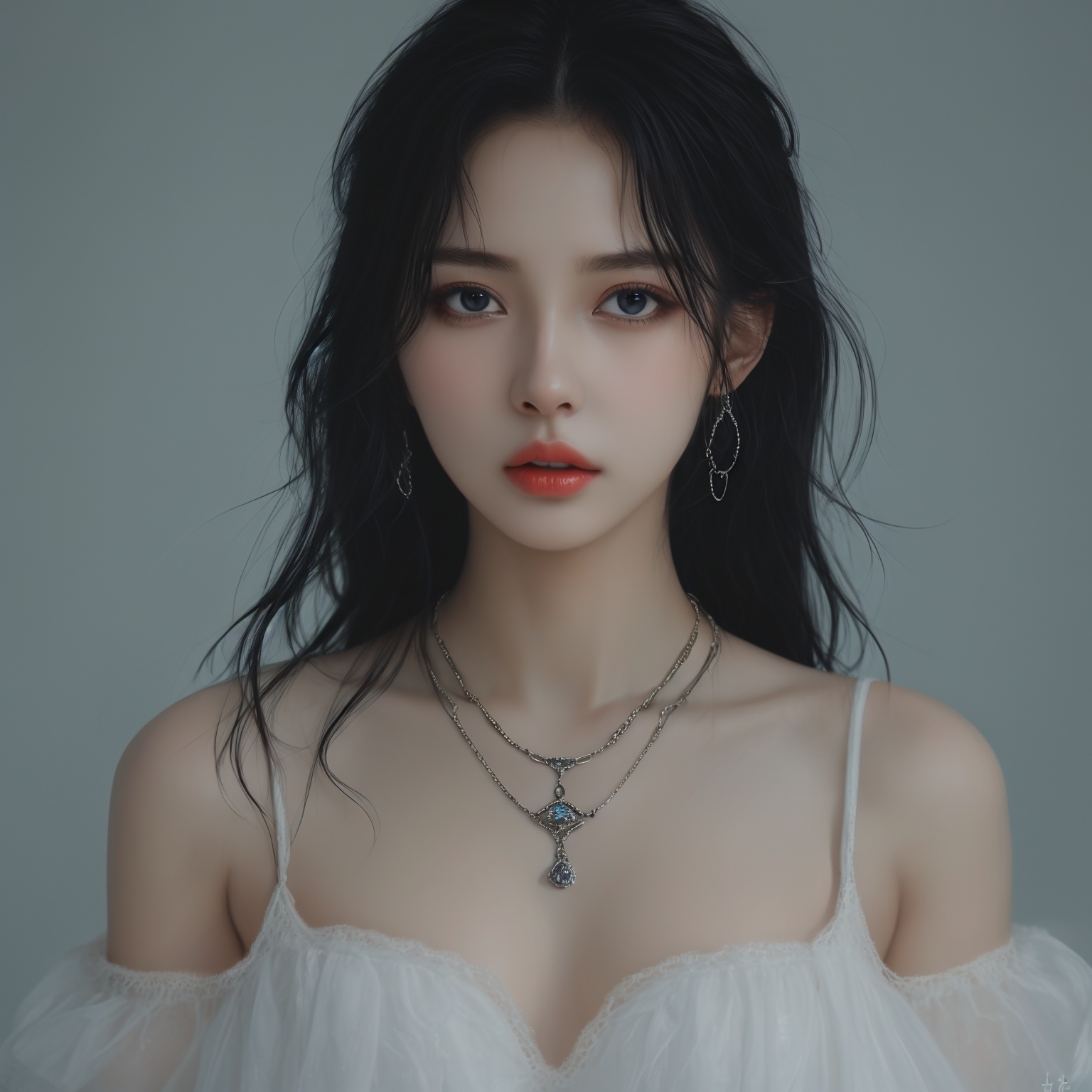 anchemixgirlr,1girl,black hair,jewelry,looking at viewer,solo,upper body,highly detailed,
