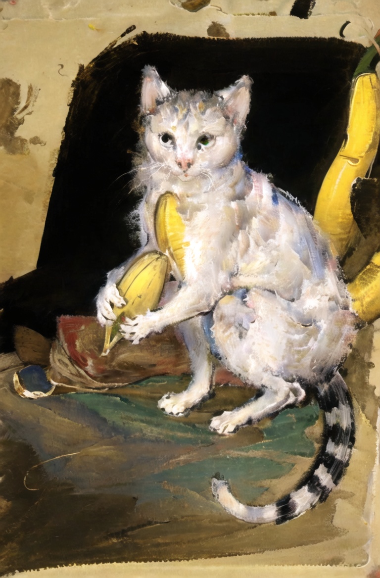 masterpiece, best quality, Medievalcat,solo,desert, galaxy <lora:Medievalcat:0.9>,medieval, painting,sketch,scrawl,banana,rocket launcher, 