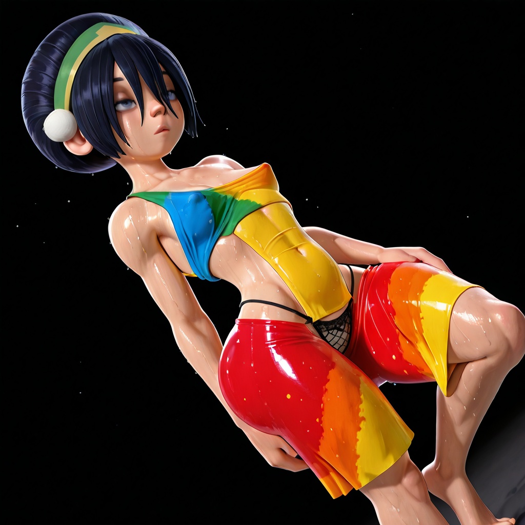 visible nipple slip,  small waist,  flushed body on Tensor.Art