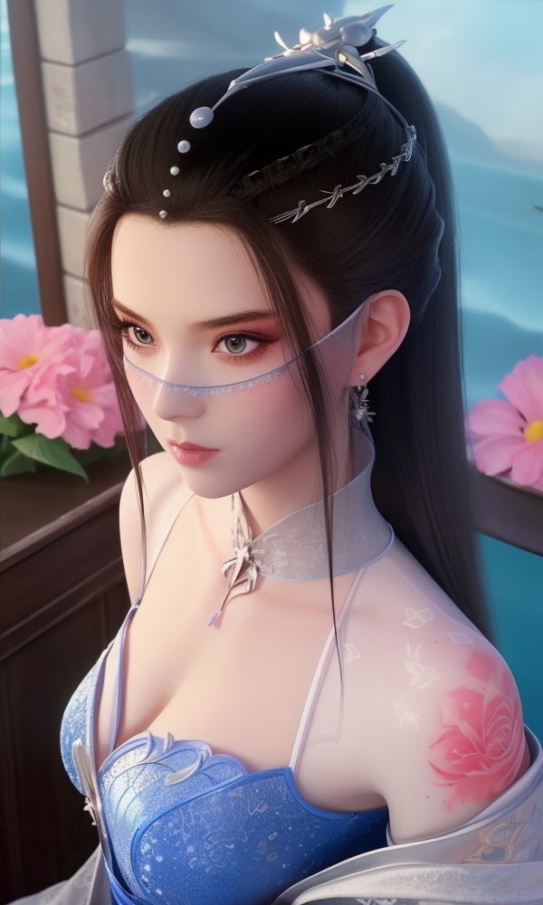 (,1girl, ,best quality, ),looking at viewer, <lora:431-DA-逆天邪神-楚月婵:0.8> ,,ultra detailed background,ultra detailed background,ultra realistic 8k cg,, ,masterpiece, (( , )),ultra realistic 8k cgSurrounded by strange, movie perspective, advertising style, Colorful background, splash of color A beautiful woman with delicate facial features,tattoo all over body, flower arms,from above, 