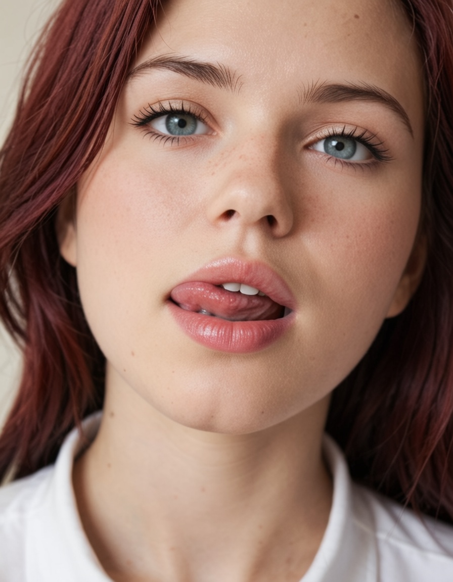 beautiful east asian 1girl,  side-swept bangs hair,  red hair on Tensor.Art