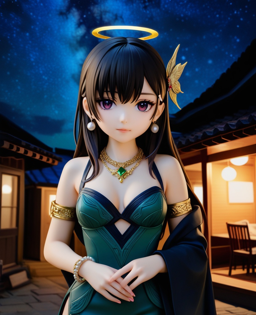 (,1girl, ,best quality, ),looking at viewer,masterpiece(,1girl,night, starry sky, milky way,outdoors, full moon,  night sky, darkness,  world of darkness, , ) ,ultra realistic 8k cg,   clean, masterpiece,     (( , )),, , , prestige, luxury, jewelry, diamond, gold, pearl, gem, sapphire, ruby, emerald, intricate detail, delicate pattern, charming, alluring, seductive, erotic, enchanting, hair ornament, necklace, earrings, bracelet, armlet,halo((, )), (),