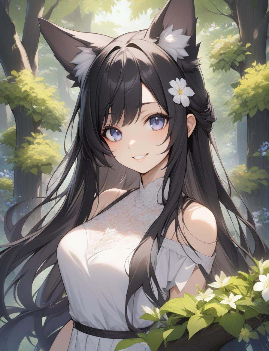1girl,  flower,  long hair on Tensor.Art