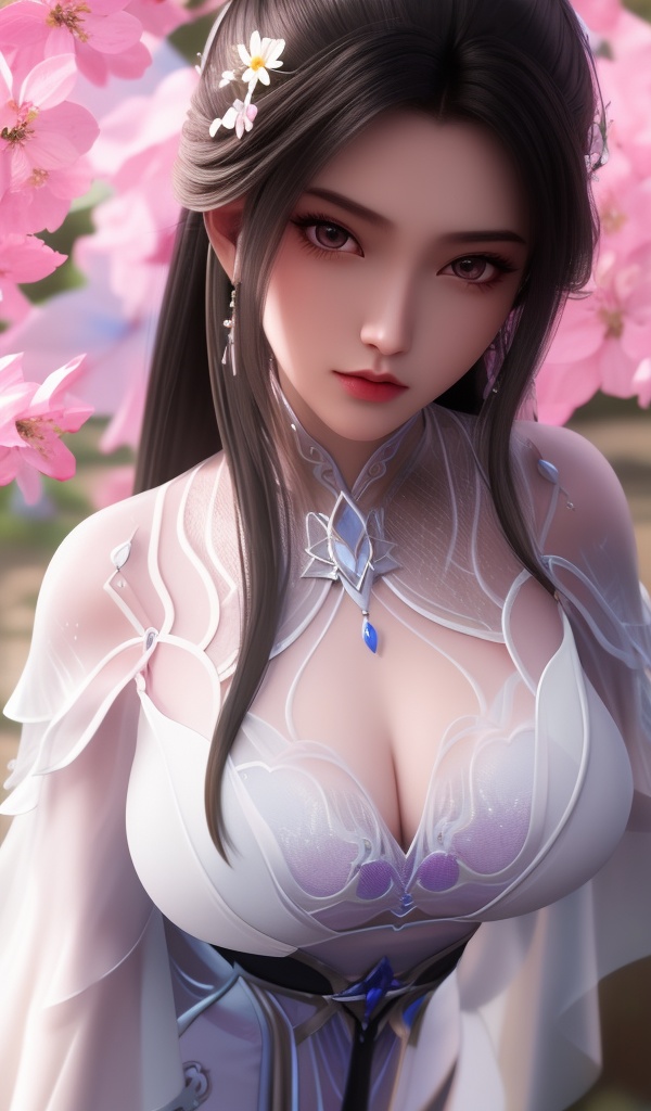 <lora:611-DA-诛仙-陆雪琪-V3:0.8>(,1girl, ,best quality, ),looking at viewer,  ,ultra detailed background,ultra detailed background,ultra realistic 8k cg,, ,masterpiece, (( , )),, , , hyper blossom,    (cleavage), (), ,,