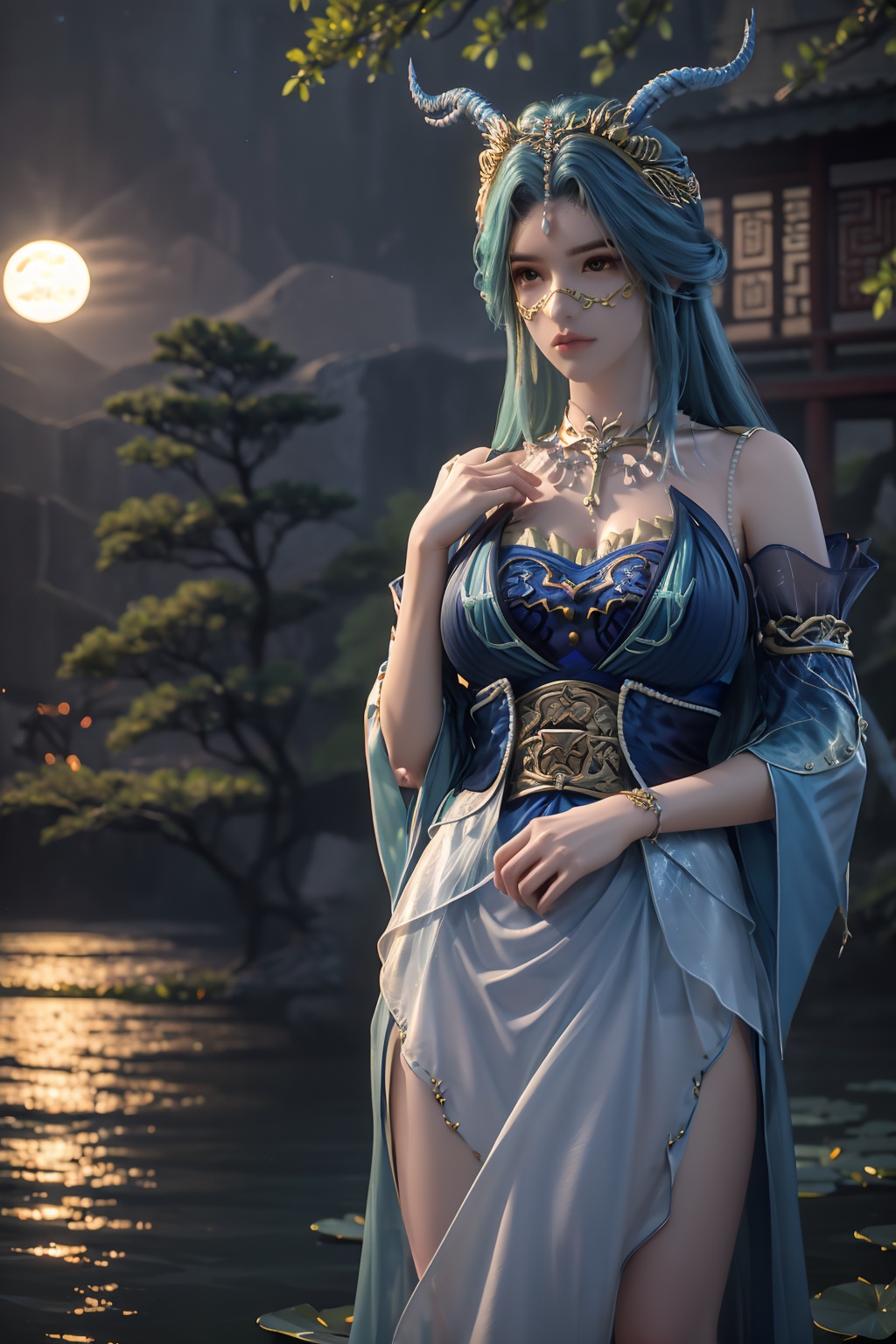 standing,  dress,  chinese clothes on Tensor.Art