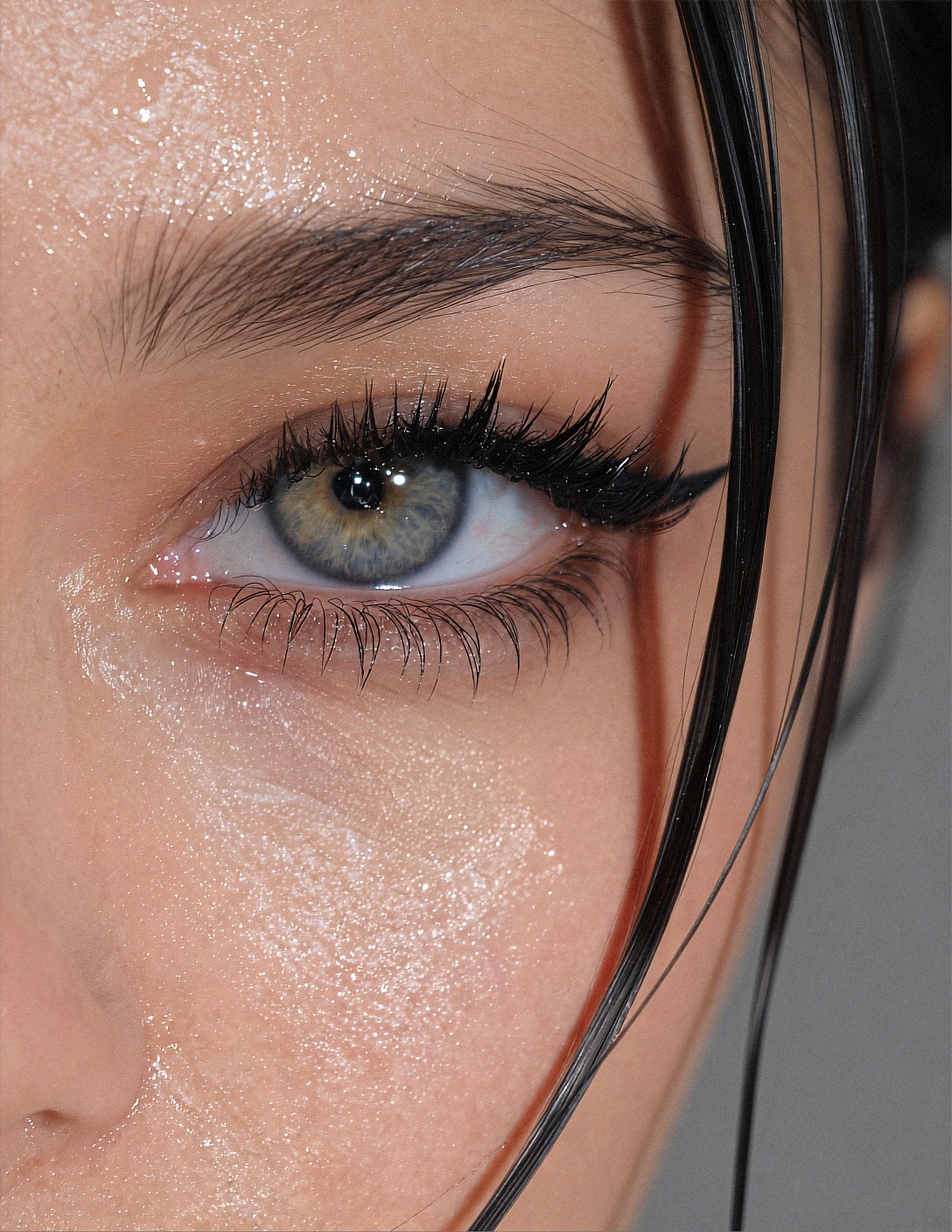 (A raw photo shot on iphone,  detailed skin texture of an igmodel woman,  extreme close-up of her eye on Tensor.Art