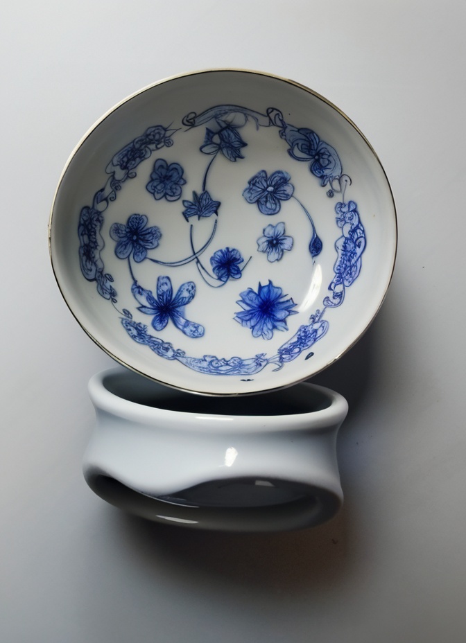 dish, ciping, grey background,blue folwers, no humans, simple background, <lora:SD1.5_Ciping.64:0.7>