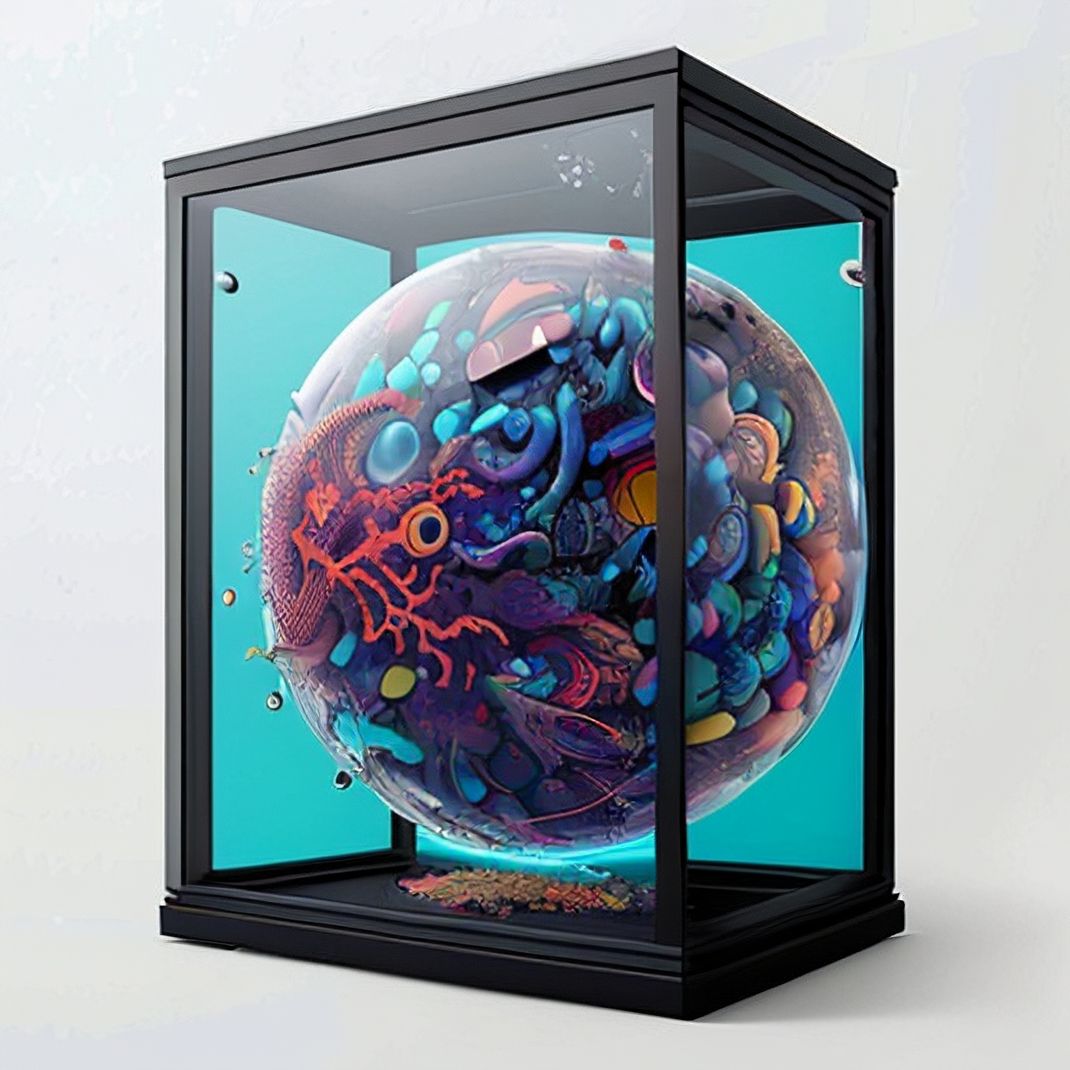 (realistic:1.2), (intricate:1.3),(ocean) , (KnollingCaseQuiron style), glass case, display case, (KnollingCase:1.4),