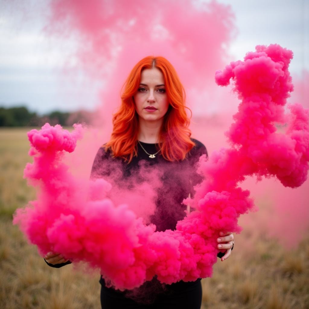 araffe woman with pink smoke in her hands standing in a field,pink smoke,muted colorful smoke,brightly coloured smoke,colorful smoke,smoke grenades,pink fog background,red smoke,acid color smoke,smoke grenade,colored smoke,thick colorful smoke,puffs of colored smoke,red smoke follows his movement,smoke machine,colorful smoke in the background,whirling smoke radiant colors,color smoke,colored smoke clouds,fluid coloured smoke,colorful twirling smoke trails,muted neon smoke,portrait featured on unsplash,thick pigmented smoke,flowing cloth and smoke,multi color smoke,volumetric smoke,smoke effects,pink cloud background,light pink hair with pink flames,red mist,red haired young woman,swirling smoke shapes,