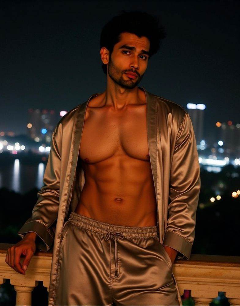 Rohit Khandelwal ,  direct eye contact,  six pack abs on Tensor.Art