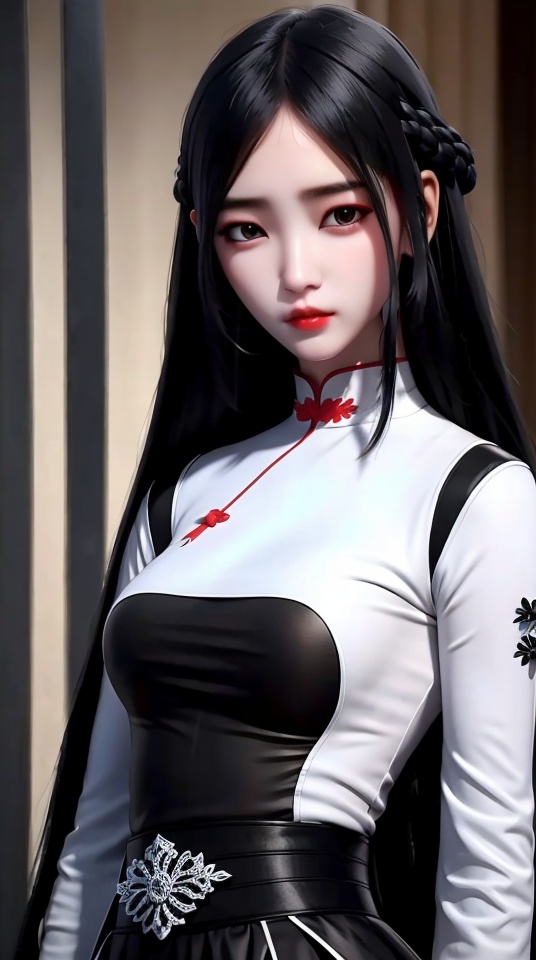 1girl,black eyes,black hair,blurry background,china dress,chinese clothes,depth of field,grey eyes,long hair,looking at viewer,solo,,<lora:85b42c7db7c43edc27b98a22cf5af270b3b780d1fc9e32ee93b1aef86eef8d36:0.7>