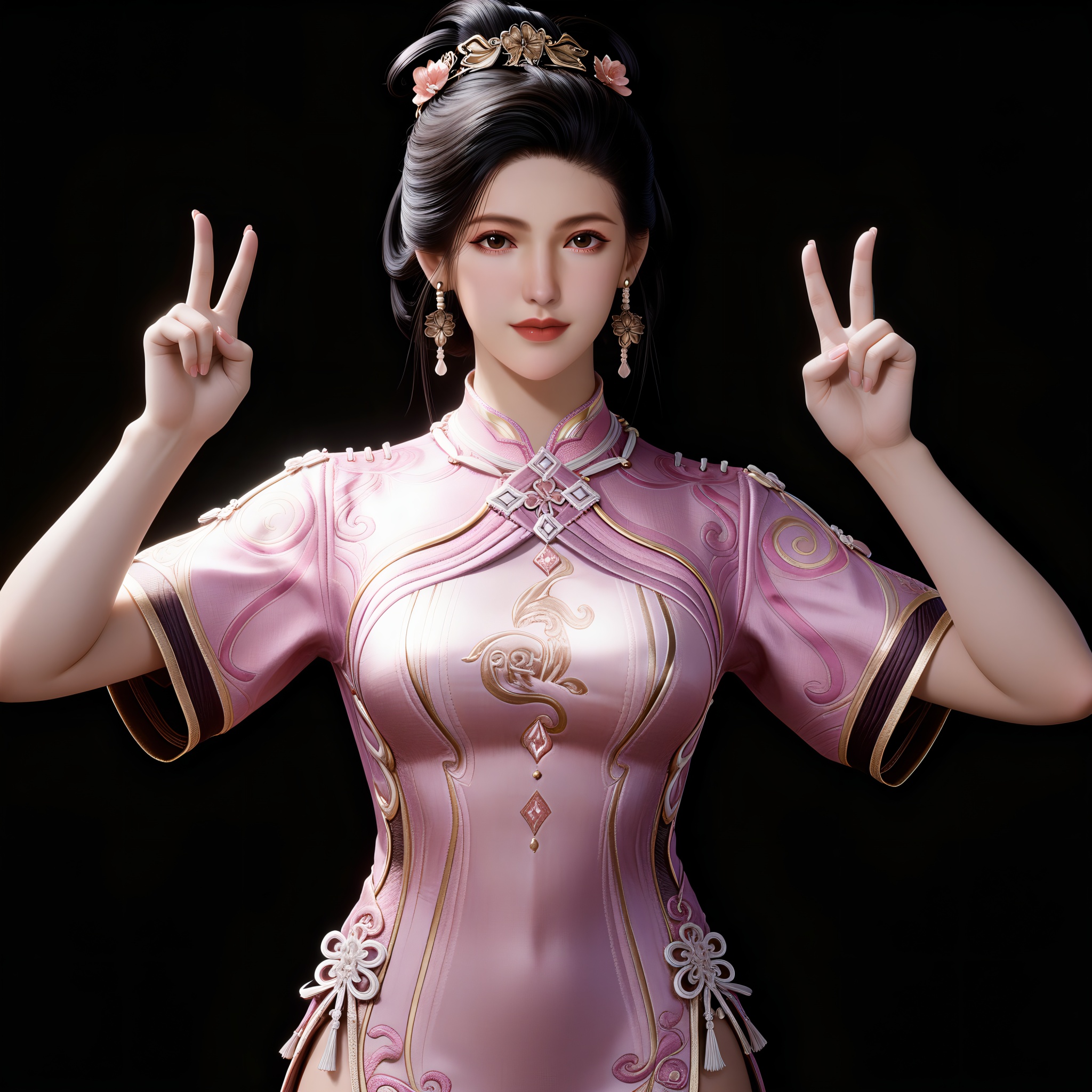 looking at viewer,  front view,  double v by 誠 on Tensor.Art