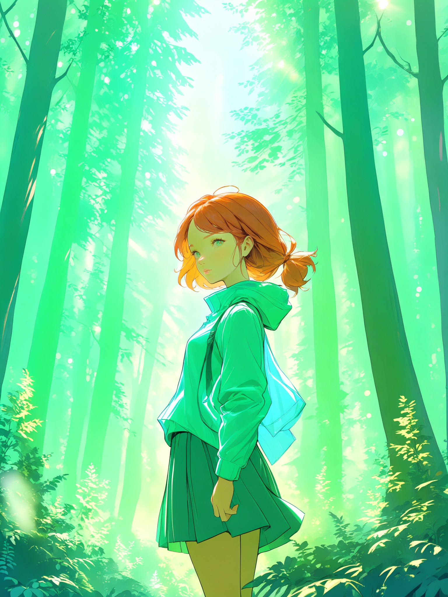 girl,  pose,  in the forest on Tensor.Art