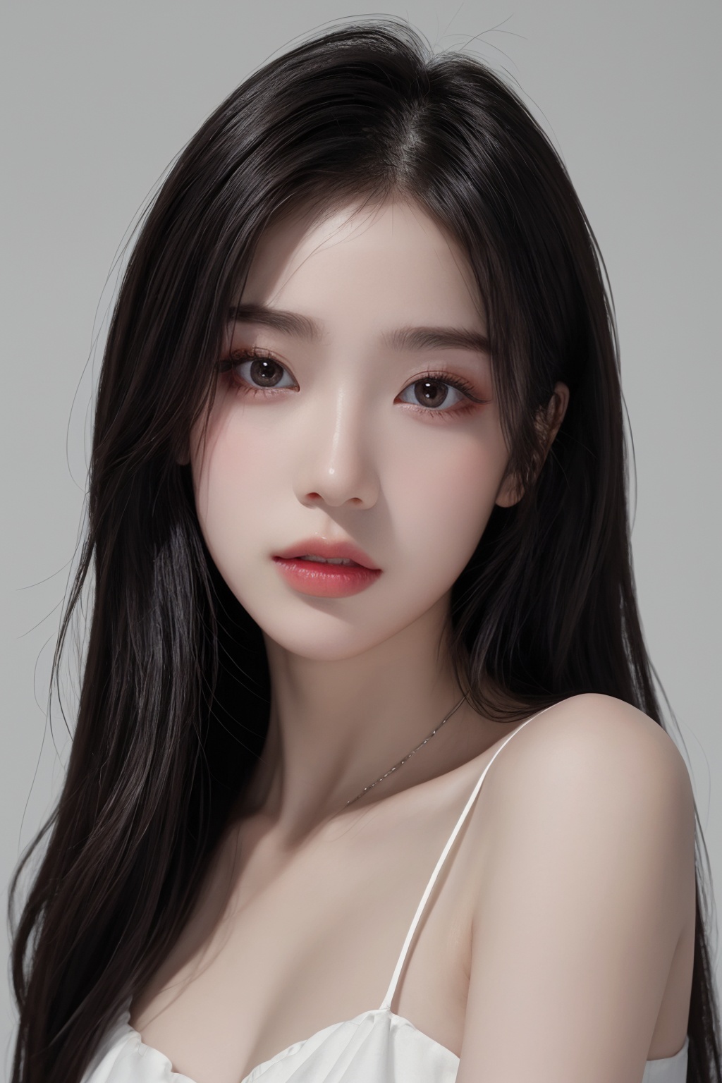 1girl,1girl,black eyes,black hair,bracelet,brown eyes,jewelry,lips,long hair,  <lora:美妆美女1.0:0.66>