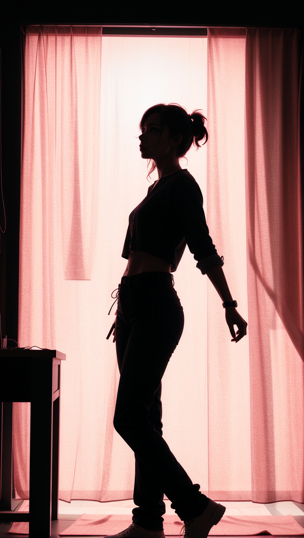 1girl,  dark background,  blacklight on Tensor.Art