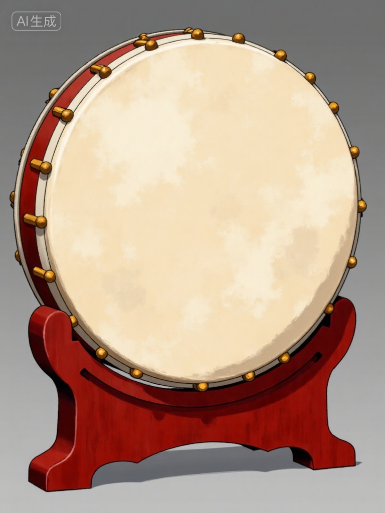 National Air,Chinese gong, Details: The drum surface is light-colored animal skin, the drum body and stand are red wooden, with golden rivets on the edge, placed against a gray background, in an illustration style highlighting the weight and solemnity of traditional musical instruments., Negative prompt: ng_deepnegative_v1_75t,(badhandv4:1.2),EasyNegative,(worst quality:2),,nsfw, Steps: 30, Sampler: Euler, CFG scale: 7.0, Seed: 2466032807, Size: 768x1024, Model hash: 8cba4f1ef4, Model: F.1基础算法模型-哩布在线可运行_F.1-dev-fp8.safetensors, Denoising strength: 0, RNG: CPU, Lora 1: 当然是无法, Lora Hash 1: 258d77cd02, Lora Weight 1: 0.8, vae_name: automatic