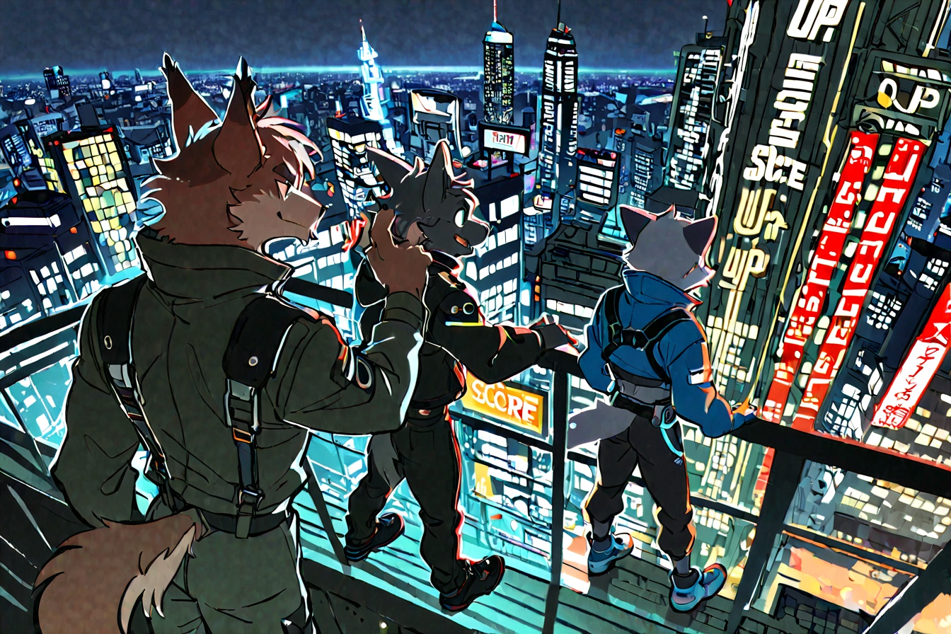 (by yoneyama mai:0.6),(score_9,score_8_up,score_7_up,score_6_up,score_5_up),shanghai,futuristic,skyscraper,skyline,the bund,yangtze river,furry,<lora:电影工坊V3.0:0.6>,<lora:FURRY工坊β:0.6>,highres,absurdres,3boys,