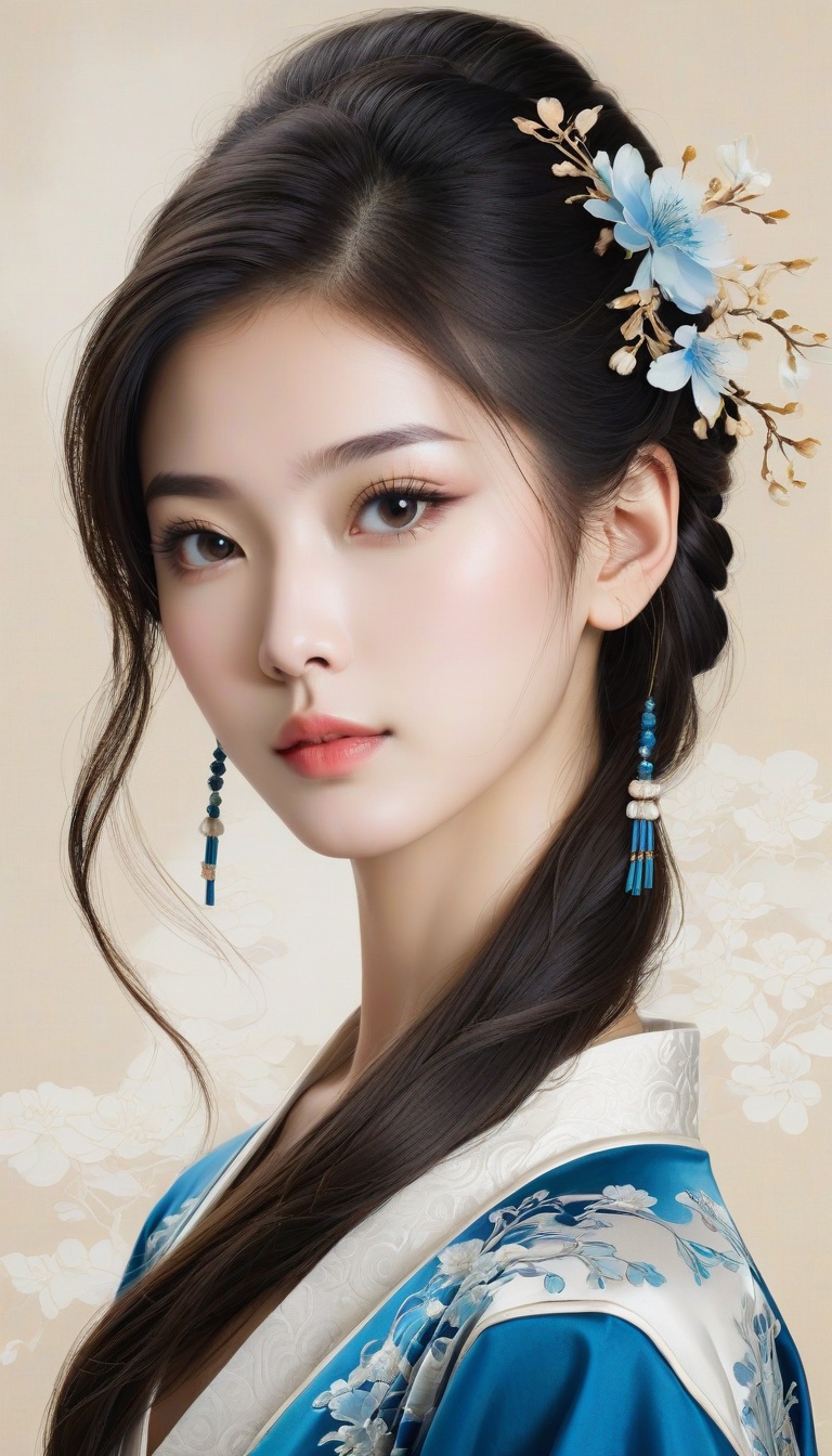 Traditional Chinese painting style,  1girl,  Elegant on Tensor.Art