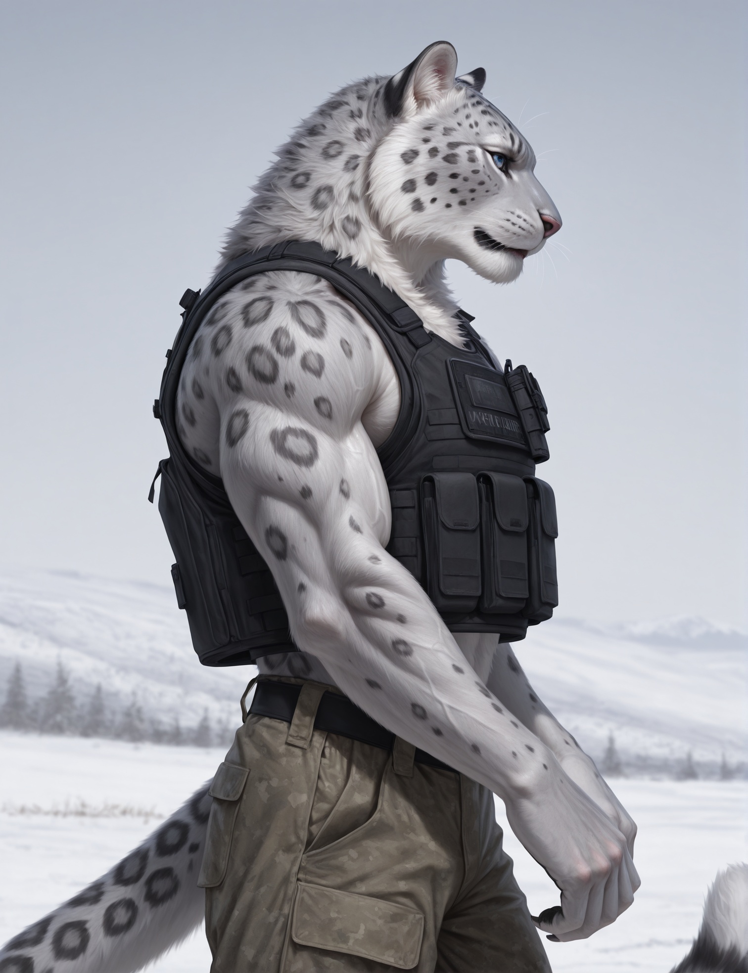 anthro,  snow leopard,  solo on Tensor.Art
