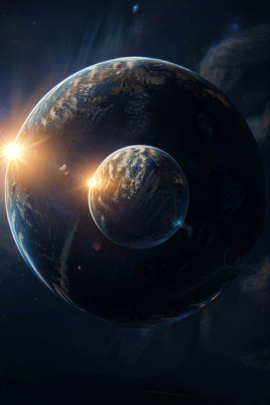 (masterpiece, best picture quality:1.3),realistic,planet,scenery,no humans,planet,sky,star \(sky\),mountain,outdoors,space,lens flare,<lora:planet_20240128144308:0.8>,
