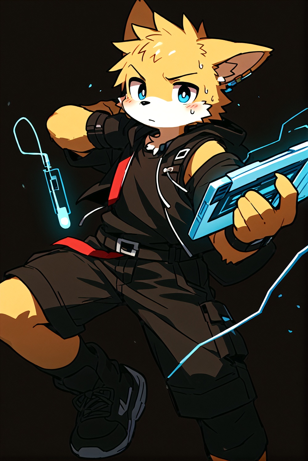 electronic pixel style,furry,1boy,<lora:electronic pixel style（涂鸦工坊β）:0.6>,