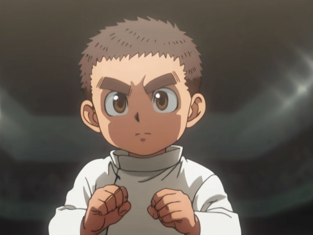 <lora:Zushi_XL:1>,zushi,masterpiece,best detail,best quality,1boy,solo,toddler,petite,thick eyebrow,(very short hair:1.1),brown eyes,big_eyes,correct eyes,(perfect hands,5fingers:1.6),white dobok,black lining,correct anatomy,fighting stance,realistic,available light,huge filesize,