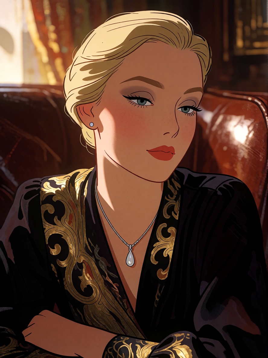 CartoonLadies style. This exquisite portrait captures a Scandinavian female subject,  appearing to be in her early twentie...