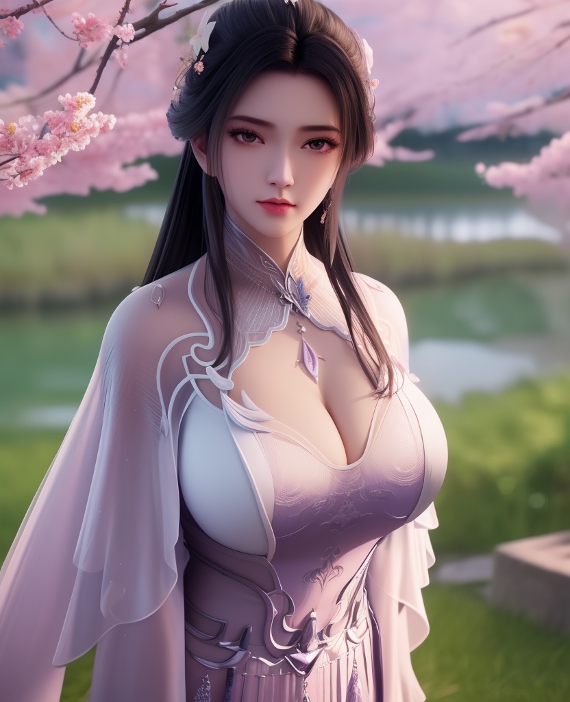 <lora:611-DA-诛仙-陆雪琪-V3:0.8>(,1girl, ,best quality, ),looking at viewer,  ,ultra detailed background,ultra detailed background,ultra realistic 8k cg,, ,masterpiece, (( , )),, ,   plum blossoms,    ,,  (cleavage), (), ,,