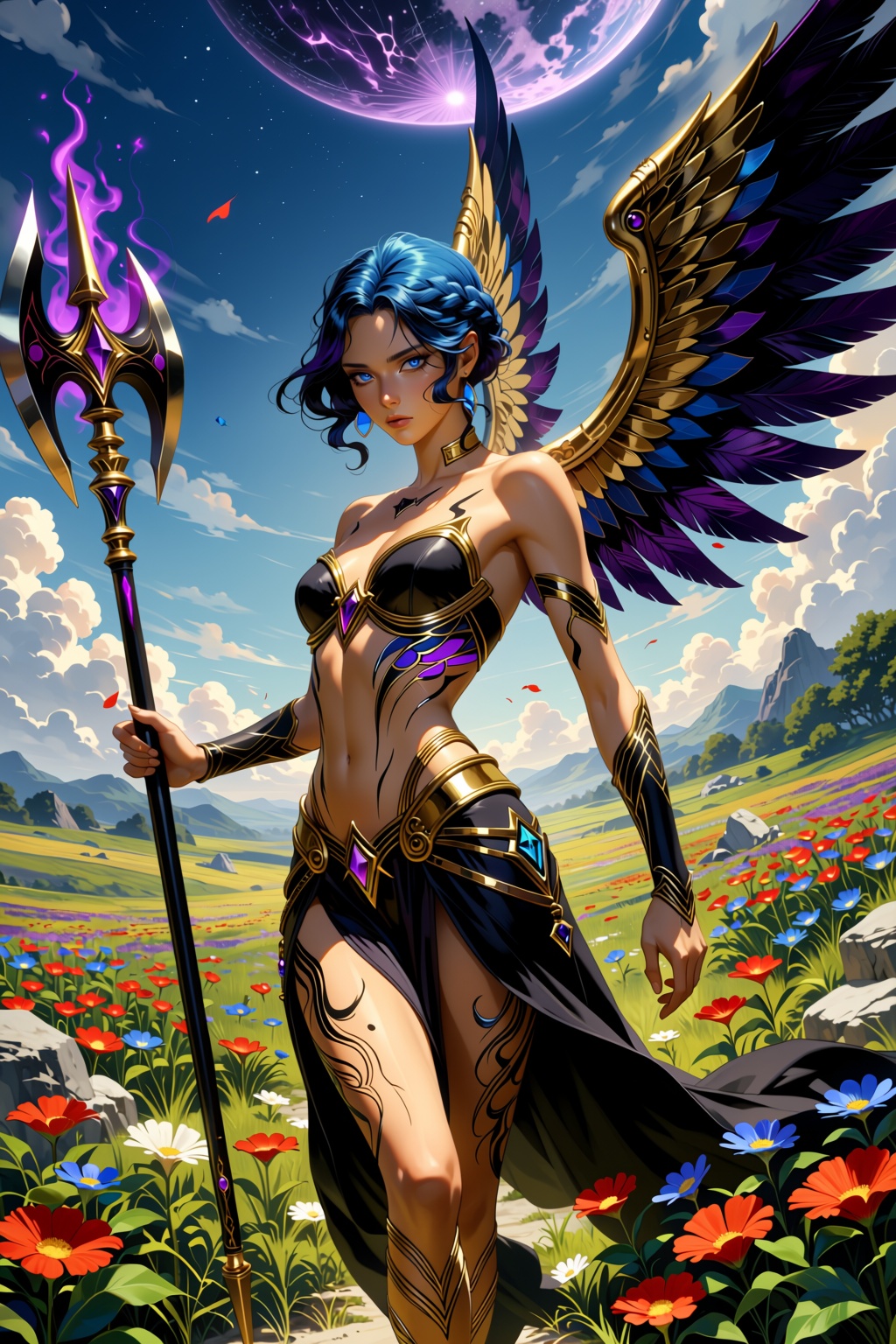 A fallen Seraphim stands resolutely in a breathtaking expanse of fields where life and death coexist. Her form is defined...