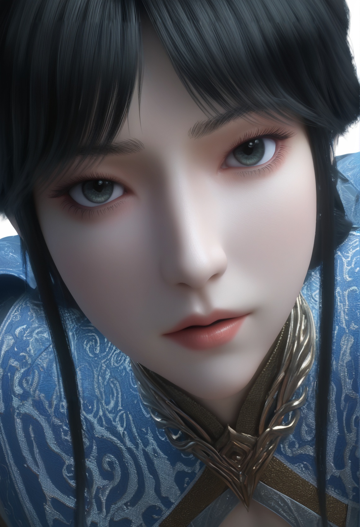 supermodel,score_8_up,score_7_up,hyperdetailed,hyperrealistic,volumetric lighting,focus on face,textured skin,eye lighting,SkinHairDetail,zPDXL,intricate and refined delicate details,unreal engine,very attractive,ultra high res,Expressiveh,realistic skin,score_9,score_8_up,score_9,score_8_up,1 girls,high cold face,yujie,perfect round large,breasts,jewelry,beautiful eyes,detailed eyes,<lora:云珞璇:0.8>,black hair,