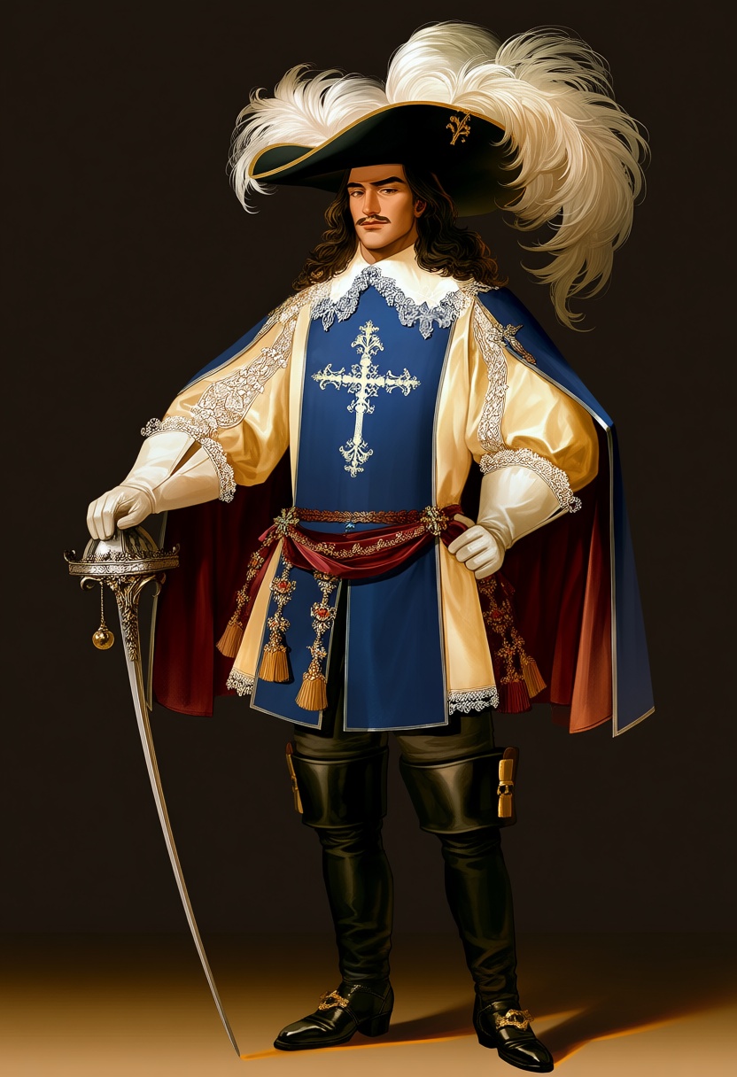 @dot_(artist),  dot \(artist\). A magnificent portrait presents a single noble musketeer rendered in classical Renaissance...