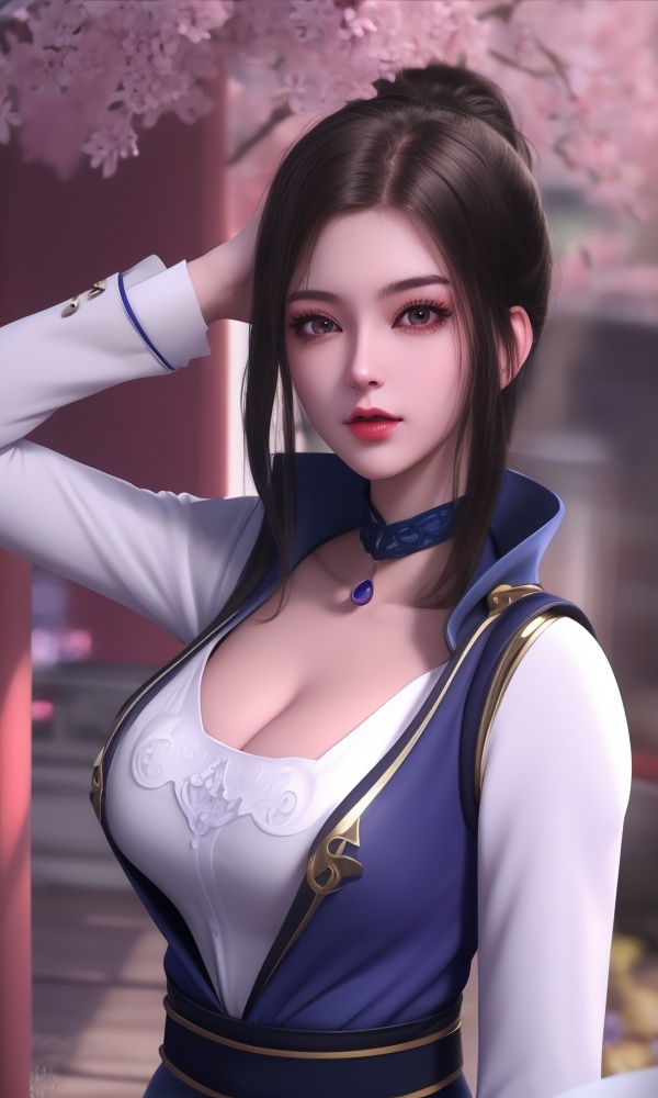 (,1girl, ,best quality, ),looking at viewer, <lora:432-DA-少年歌行-陈飞瑶:0.8> ,ultra detailed background,ultra detailed background,ultra realistic 8k cg,, ,masterpiece, (( , )),, , , hyper blossom,    (cleavage), (), ,,