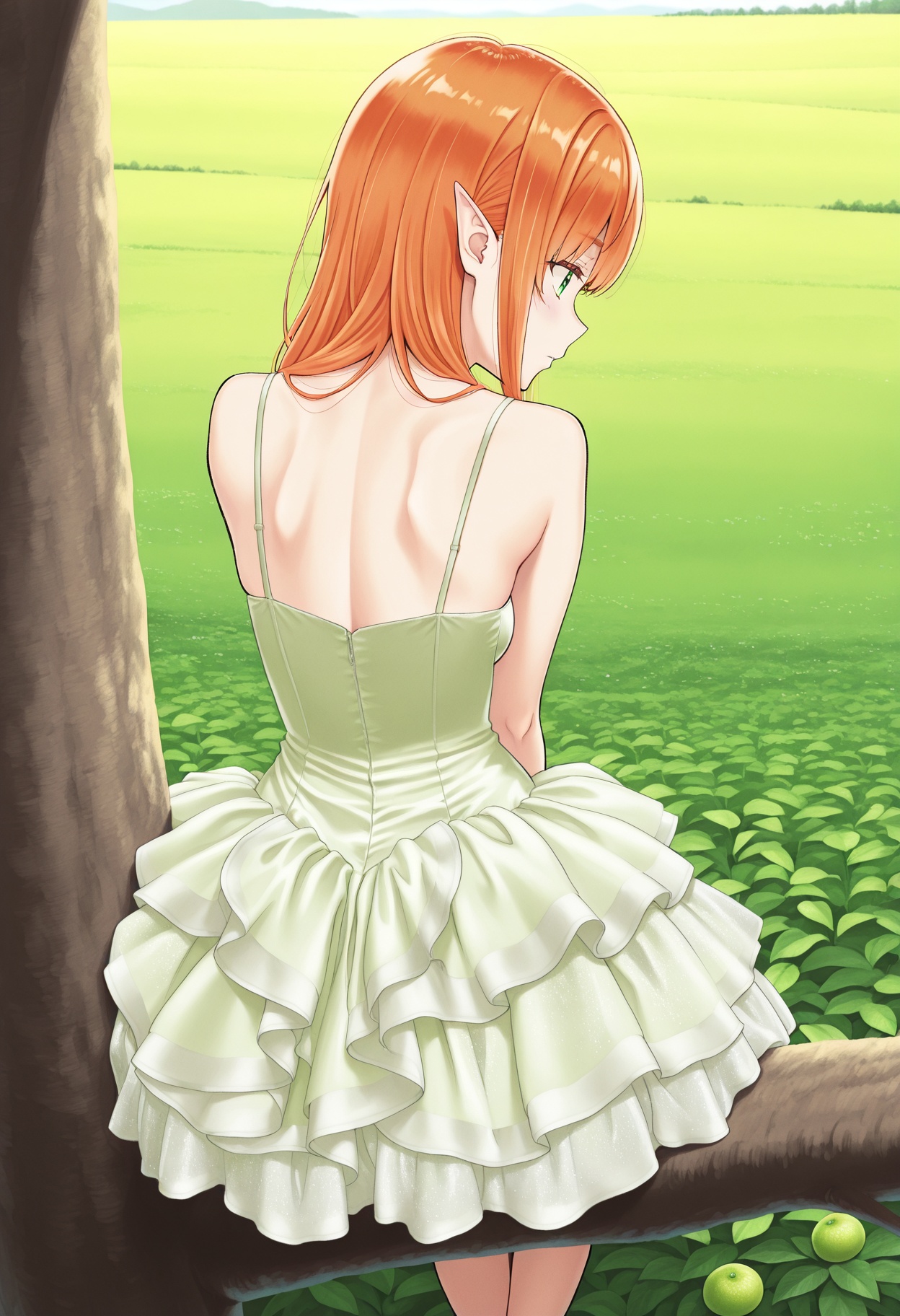 1girl,  pointed ears,  long orange hair on Tensor.Art